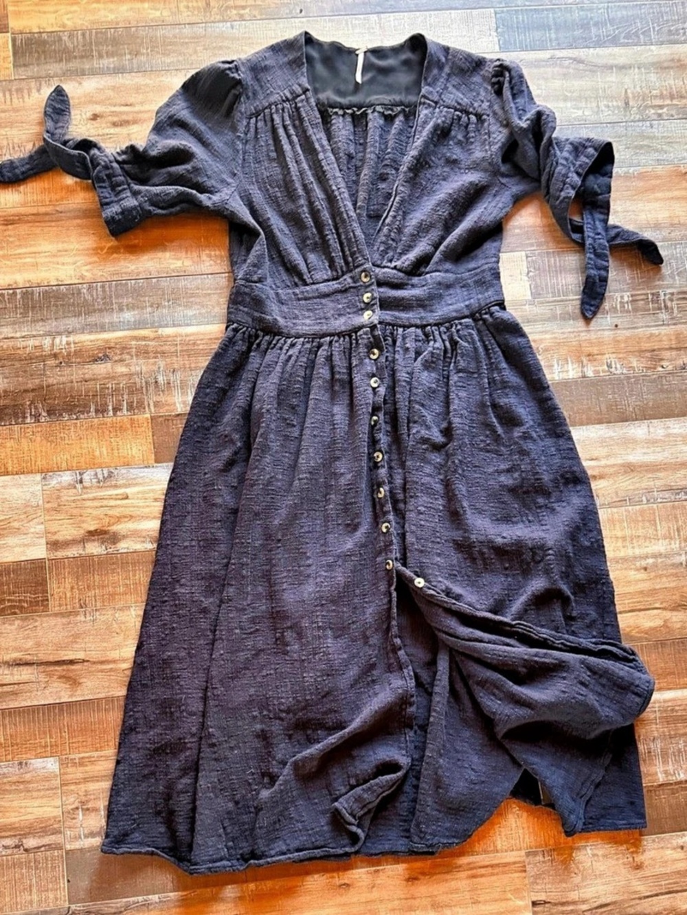 Free People Love of My Life Midi Shirtdress Black Size Large